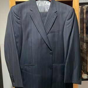 Men’s navy pinstriped suit